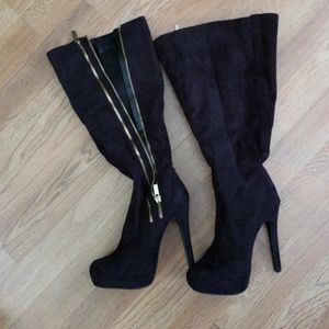 Knee high zip up boots